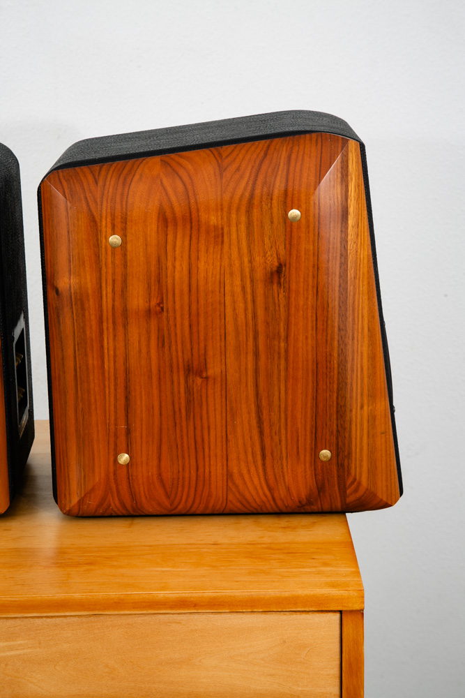 Vintage Speakers Sonus Faber Concerto Pair Walnut Black Leather Hifi Bi Wiring - Image 11