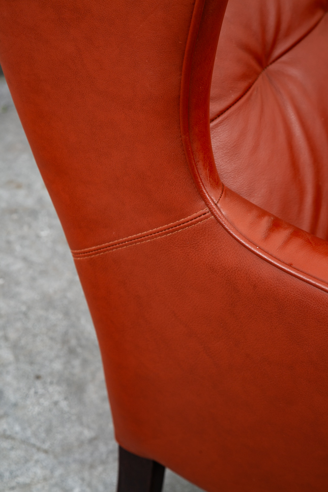 Mid Century Danish Modern Lounge Chair Wingback Red Leather High Back Tufted Mcm - Image 10