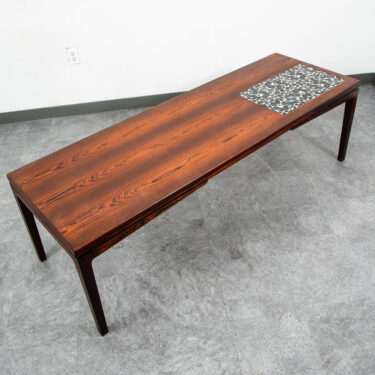 Mid Century Danish Modern Coffee Table Rosewood Tile White Black Surfboard NM