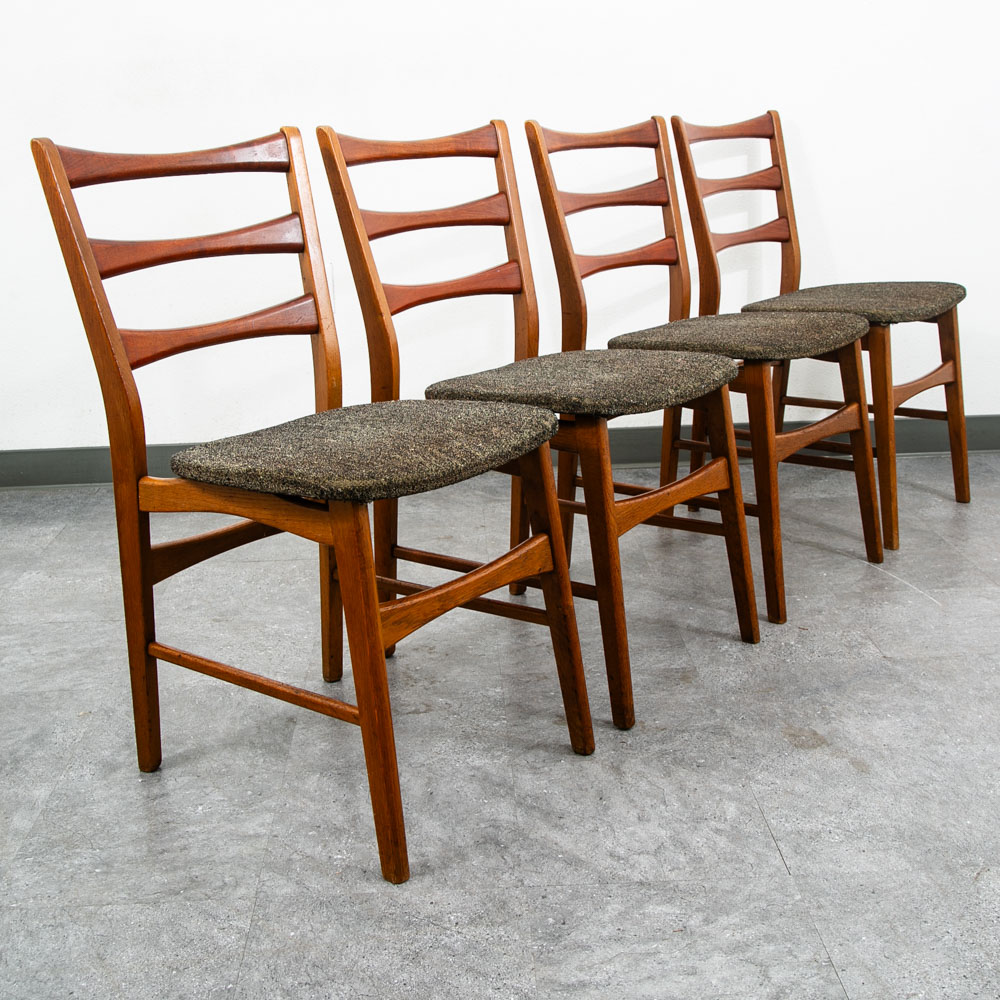 Mid Century Modern Dining Chairs Set 4 Mobler Ladder Back Farstrup Teak Grey Mcm - Image 7