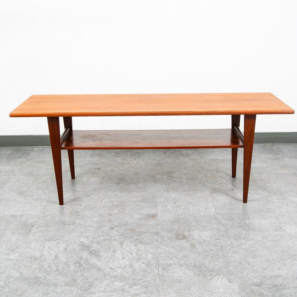 Mid Century Danish Modern Coffee Table Solid Teak Denmark Surfboard Rectangular - Image 4