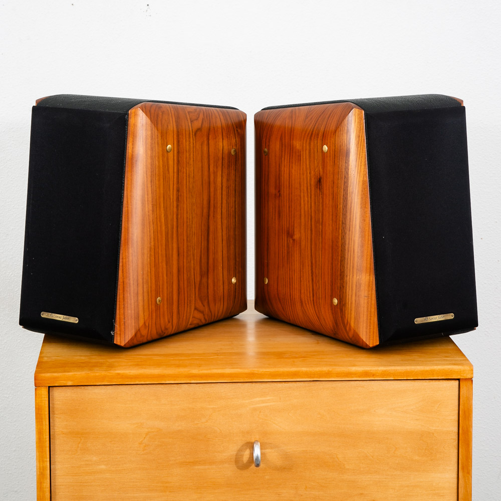Vintage Speakers Sonus Faber Concerto Pair Walnut Black Leather Hifi Bi Wiring - Image 2