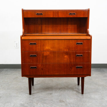 Mid Century Danish Modern Secretary Desk Teak Pull Out Drawers Office Vintage VG