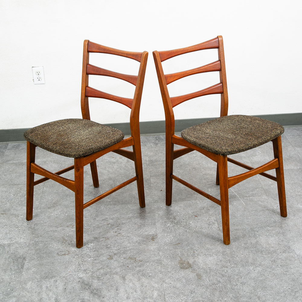 Mid Century Modern Dining Chairs Set 4 Mobler Ladder Back Farstrup Teak Grey Mcm - Image 3