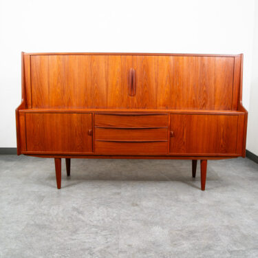 Mid Century Danish Modern Credenza Teak Cabinet Tambour Doors Carlo Jensen #42
