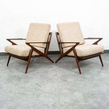 Mid Century Danish Modern Lounge Chairs Z Poul Jensen Selig Arm Selig Set Pair