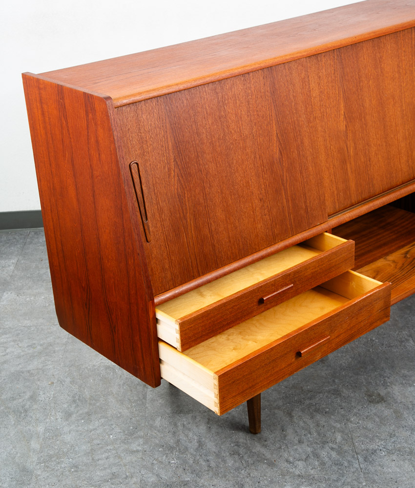 Mid Century Danish Modern Credenza Sideboard Central Bar Teak Mcm 6 Drawers 78" - Image 12