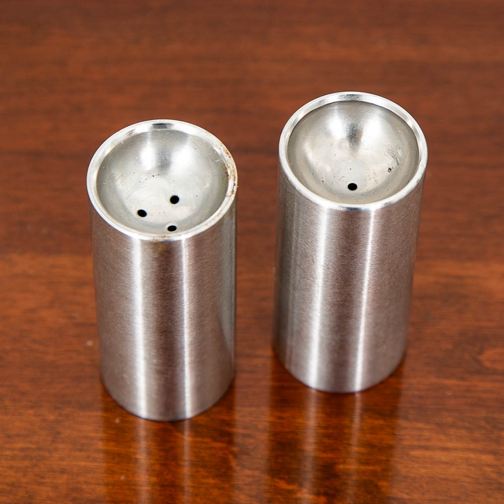 Mid Century Modern Stelton Salt & Pepper Shakers Set Arne Jacobsen Silver Pair - Image 2