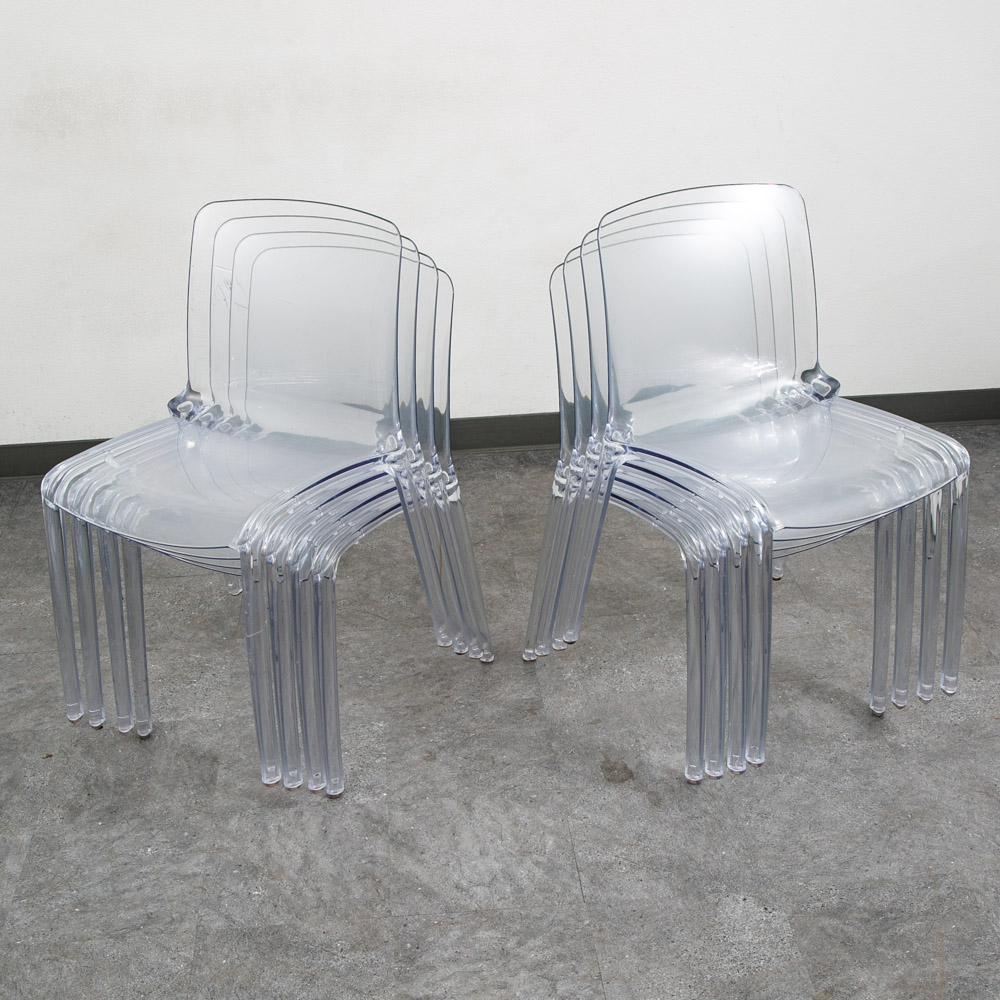 Mid Century Danish Modern Dining Chairs Set 8 Casprini Tiffany Italy Stacking - Image 11