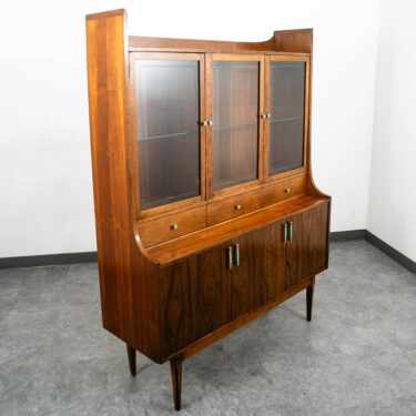 Mid Century Modern China Cabinet Hutch Walnut Kroehler Credenza Display Glass