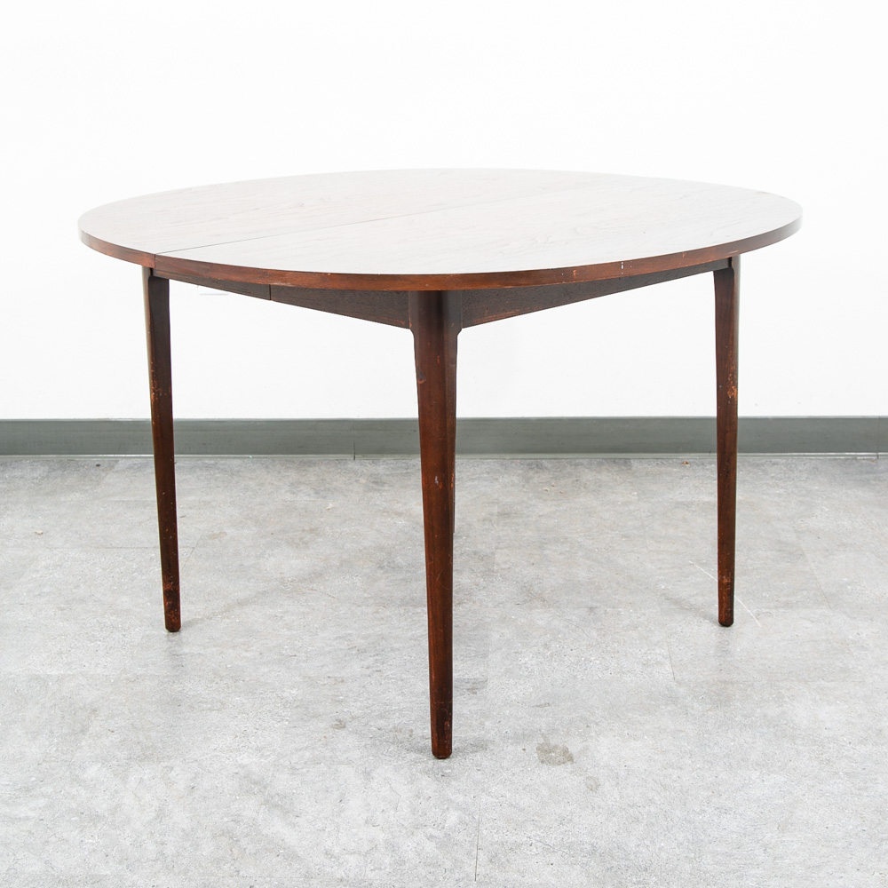 Mid Century Modern Dining Table Round Oval Drexel Declaration Round Kipp Stewart Leaf - Image 4