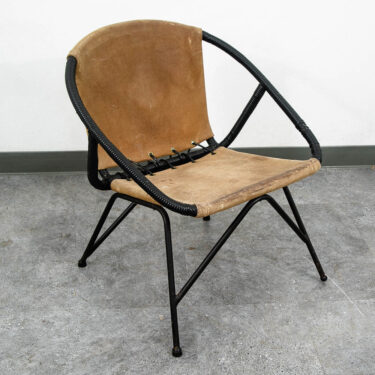 Mid Century Danish Modern Side Chair Round Ole Erik Jorgensen Tan Suede Black
