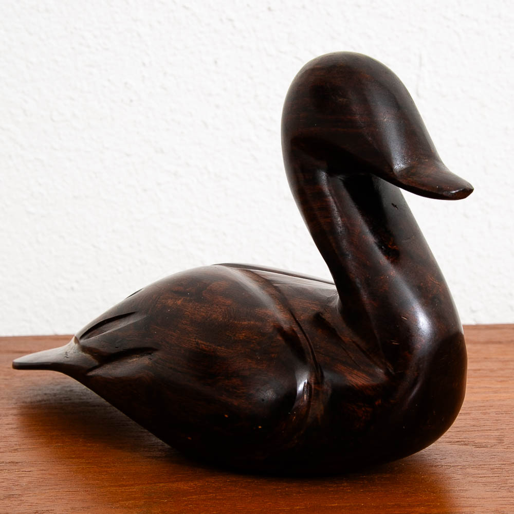 Mid Century Modern Artisan Carved Duck Sculpture Solid Rosewood Mcm Studio - Image 2