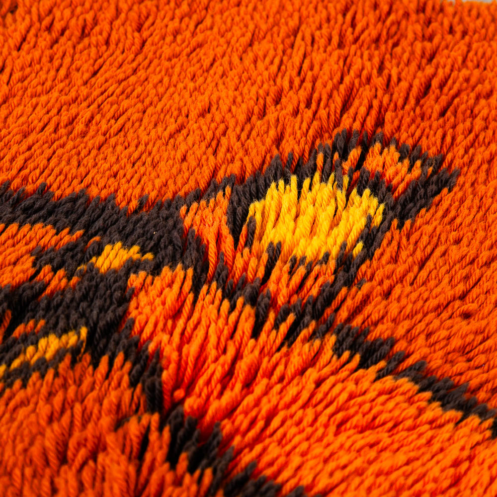 Mid Century Modern Tapestry Wall Hanging Red Wool Deer Elk Orange Red Tufted Rug - Image 8