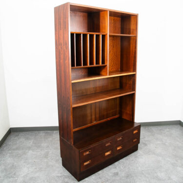 Mid Century Danish Modern Rosewood Shelving Unit Bookshelf Cabinet Drawers Mcm