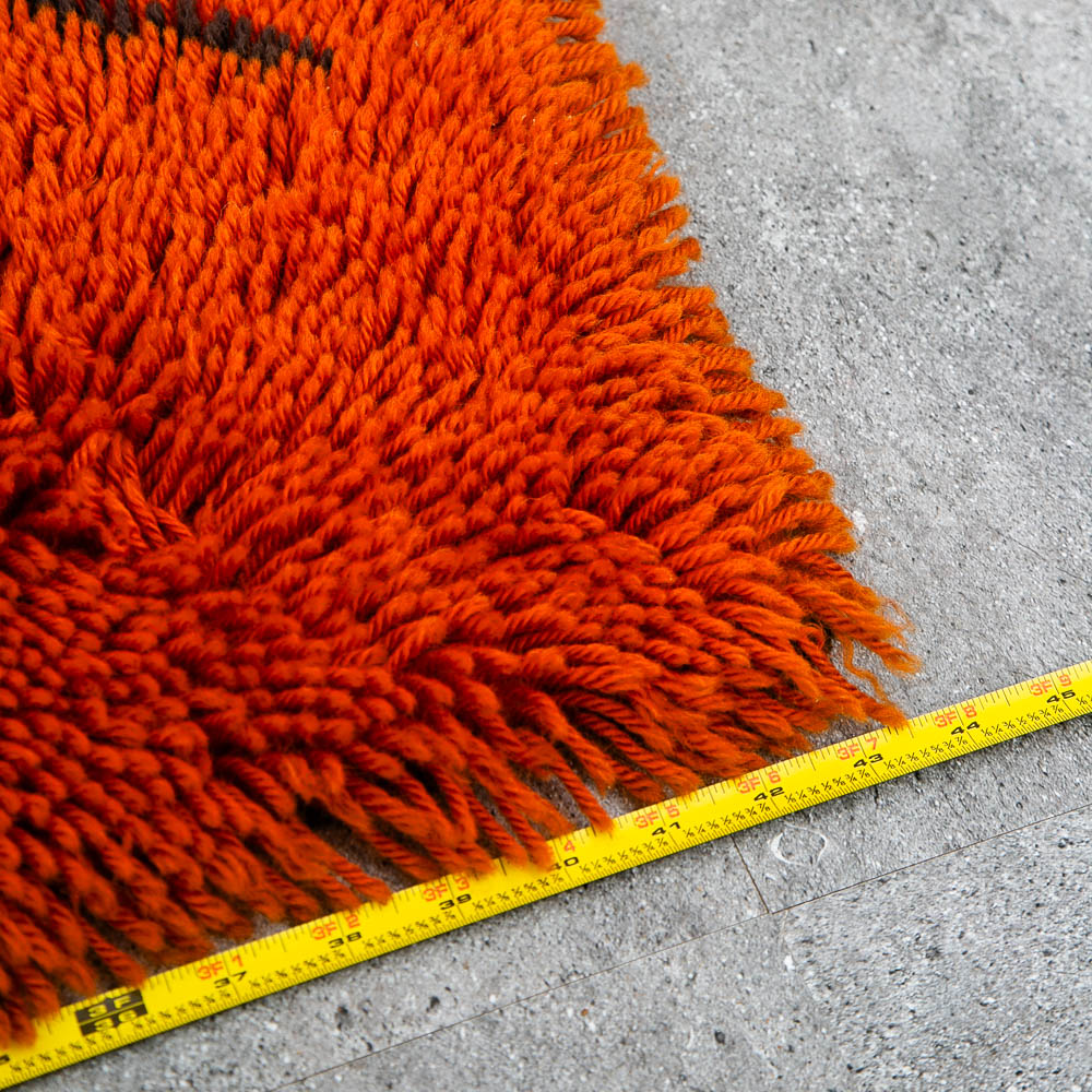 Mid Century Modern Tapestry Wall Hanging Red Wool Deer Elk Orange Red Tufted Rug - Image 10