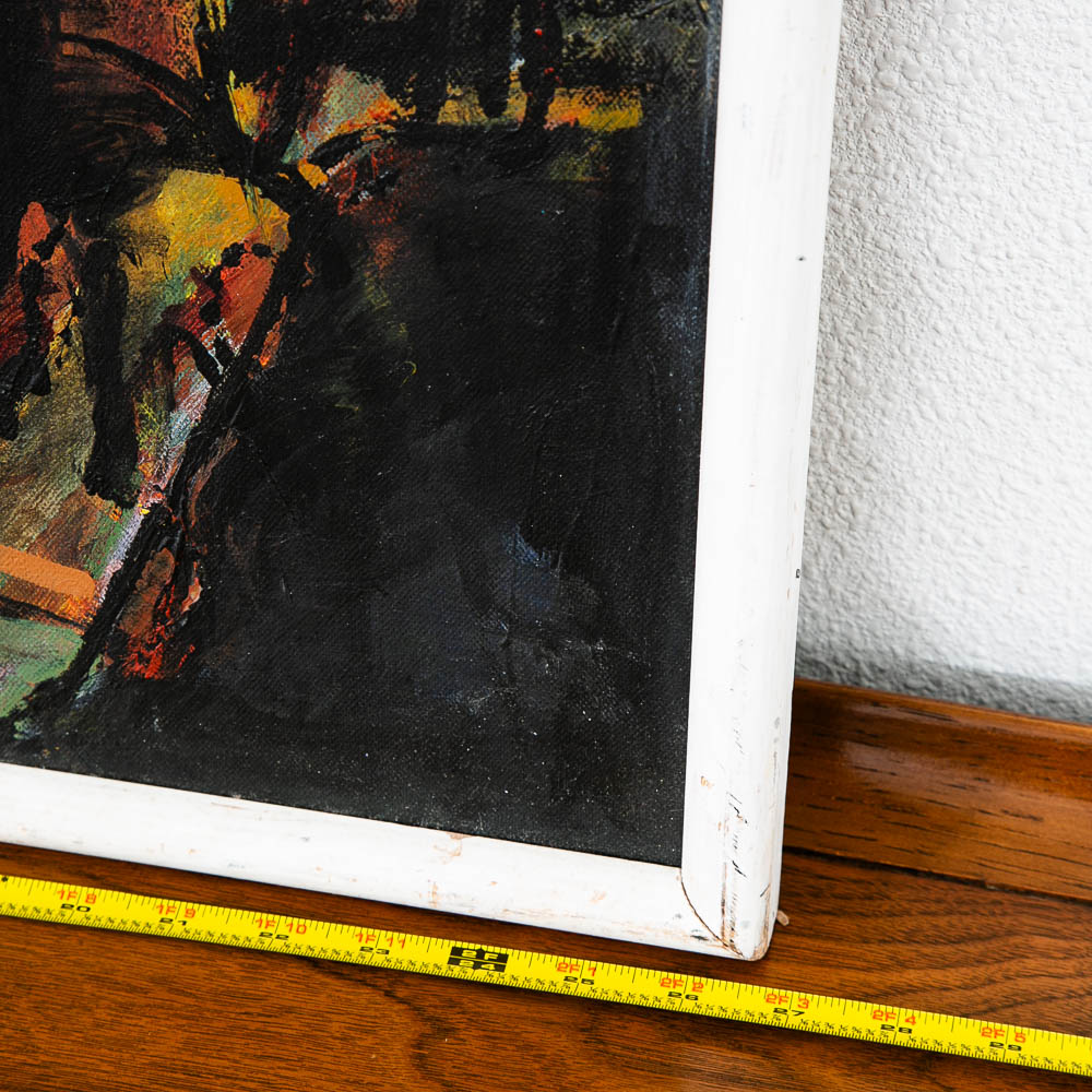 Mid Century Modern Oil Painting Abstract Expressionism Red Green Black Signed - Image 9