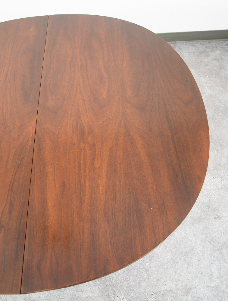 Mid Century Modern Dining Table Round Oval Drexel Declaration Round Kipp Stewart Leaf - Image 7