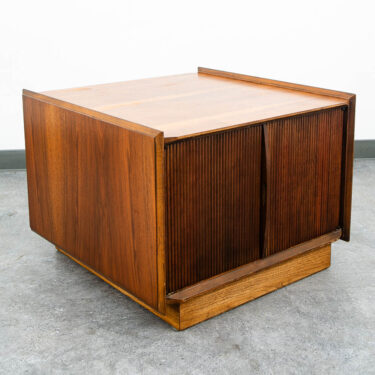 Mid Century Modern End Table Lane Cabinet Square Walnut 2 Doors Side Table MCM