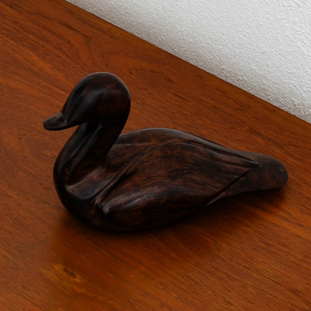 Mid Century Modern Artisan Carved Duck Sculpture Solid Rosewood Mcm Studio - Image 3