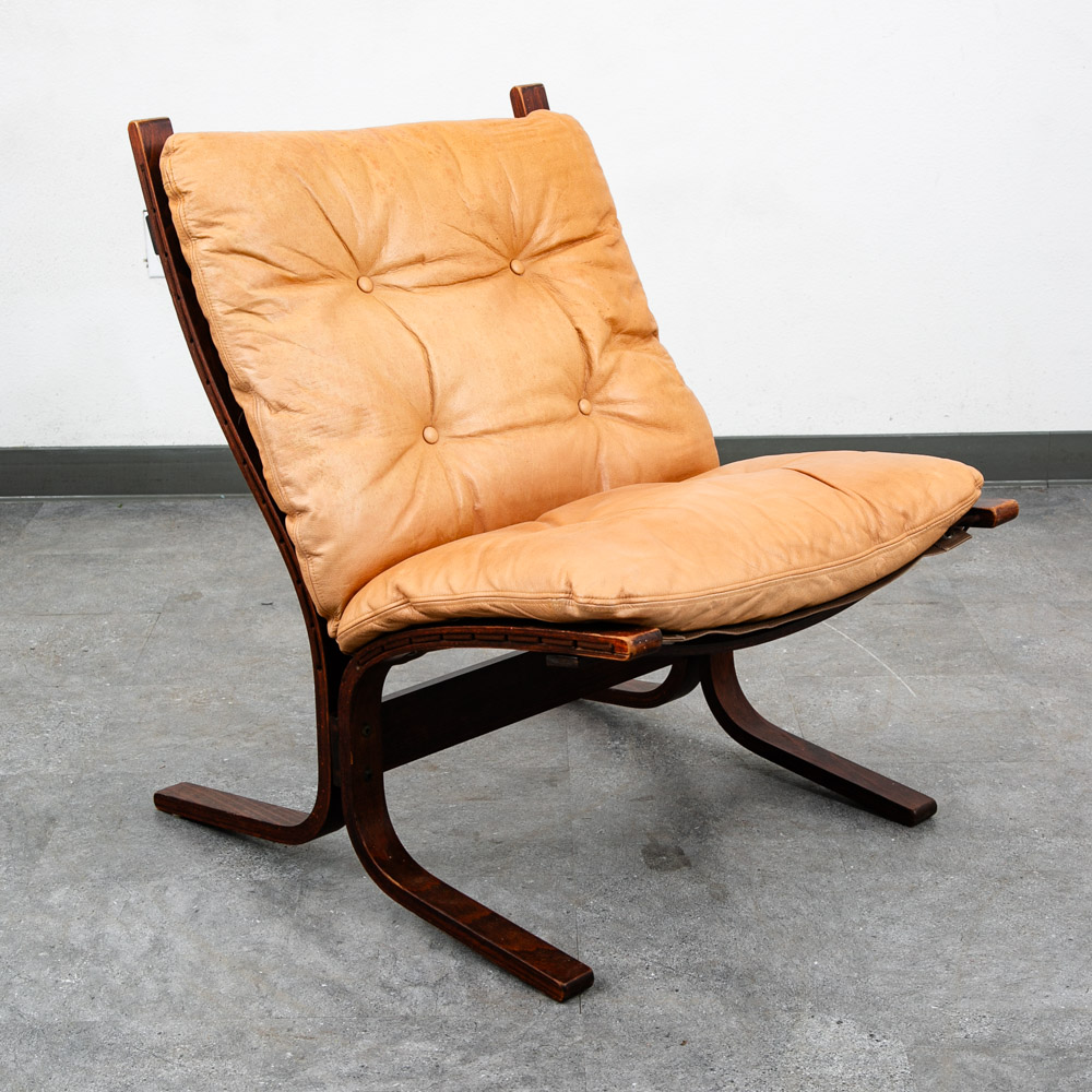 Mid Century Danish Modern Lounge Chair Tan Leather Ingmar Relling Westnofa Mcm