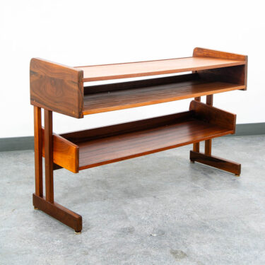 Mid Century Danish Modern Console Table Entryway Storage Walnut Shelving MCM