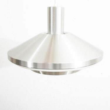 Mid Century Modern Danish Hanging Pendant Ceiling Lamp Silver Saucer Light