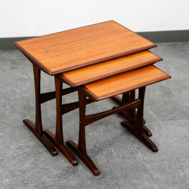 Mid Century Danish Modern Nesting Tables Kai Kristiansen Teak Set 3 Denmark Mcm