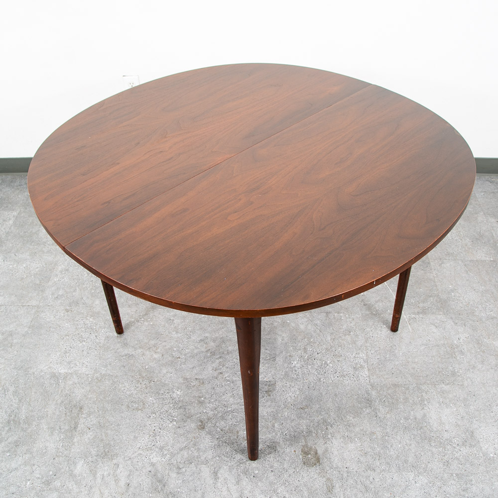 Mid Century Modern Dining Table Round Oval Drexel Declaration Round Kipp Stewart Leaf - Image 3
