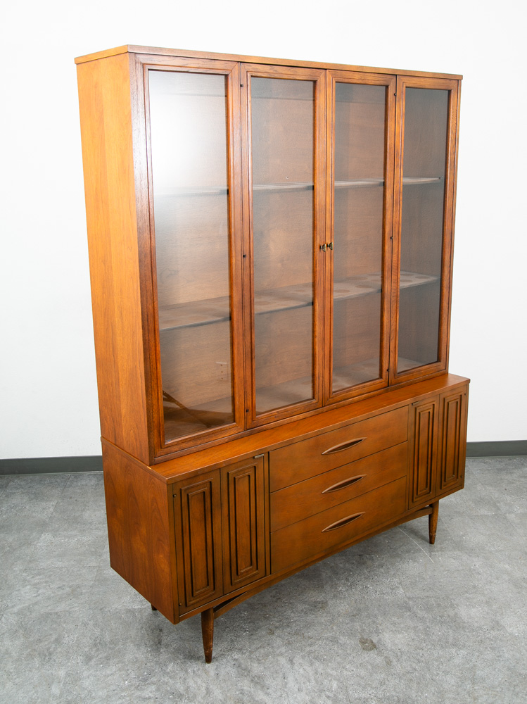 Mid Century Modern Hutch Credenza Broyhill Sculptra China Cabinet Display Glass - Image 6