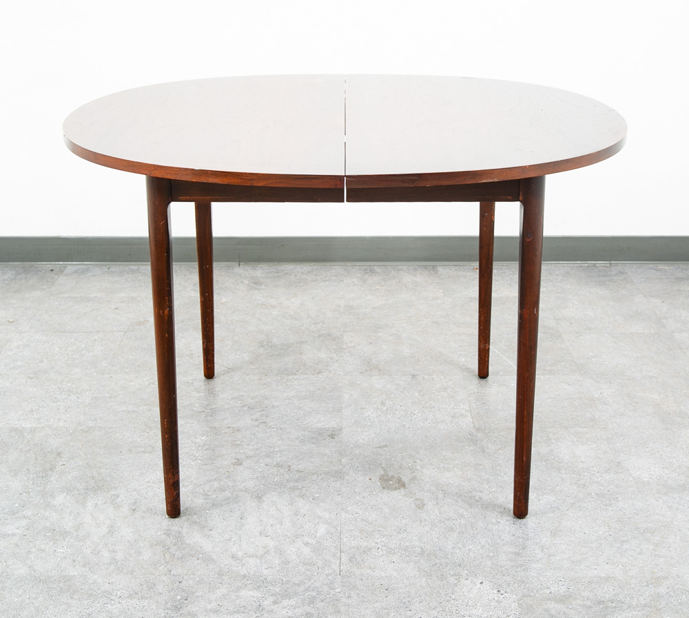 Mid Century Modern Dining Table Round Oval Drexel Declaration Round Kipp Stewart Leaf - Image 8