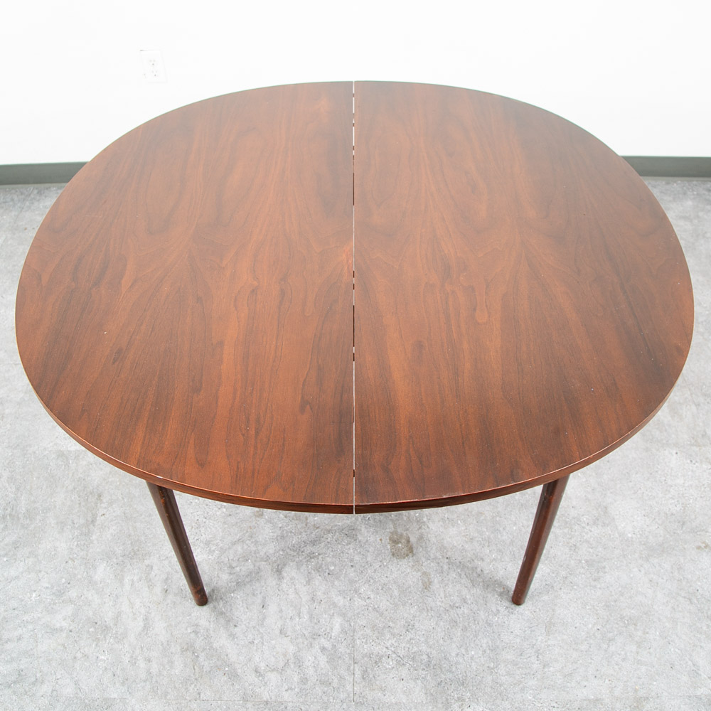 Mid Century Modern Dining Table Round Oval Drexel Declaration Round Kipp Stewart Leaf - Image 2