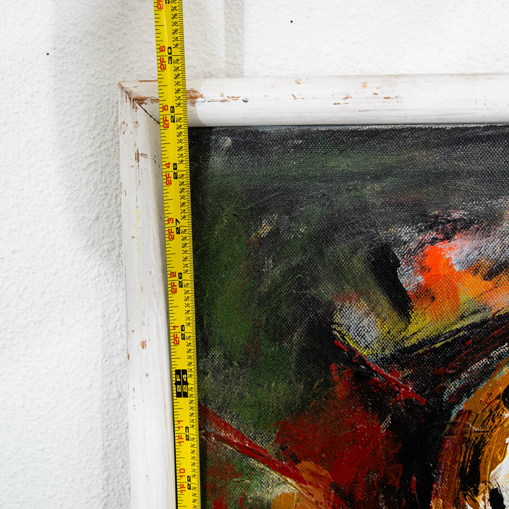 Mid Century Modern Oil Painting Abstract Expressionism Red Green Black Signed - Image 10