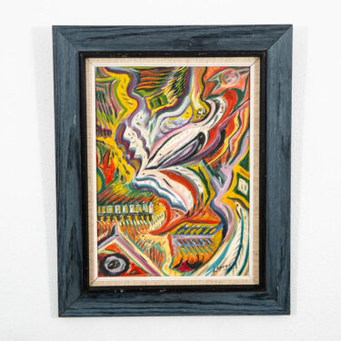 Mid Century Modern Art Original Abstract Expressionism Multi-Color Canvas Framed