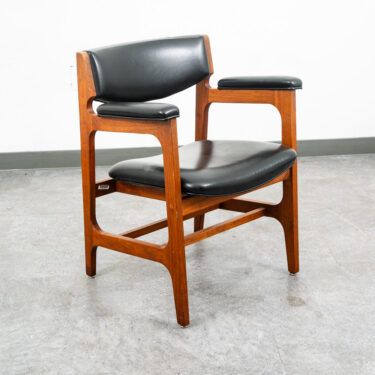 Mid Century Modern Lounge Chair Walnut Arms Black Office Armchair Gunlocke Mcm