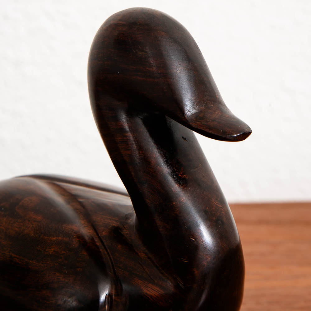 Mid Century Modern Artisan Carved Duck Sculpture Solid Rosewood Mcm Studio - Image 4