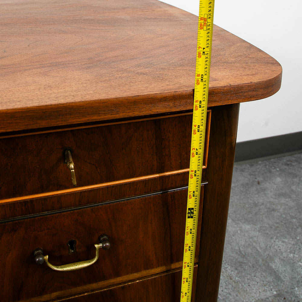 Mid Century Danish Modern Desk Executive Walnut 6 Drawer Locking Cabinet Wood - Image 10