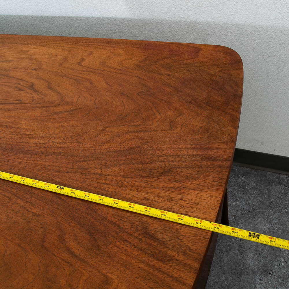 Mid Century Danish Modern Desk Executive Walnut 6 Drawer Locking Cabinet Wood - Image 9