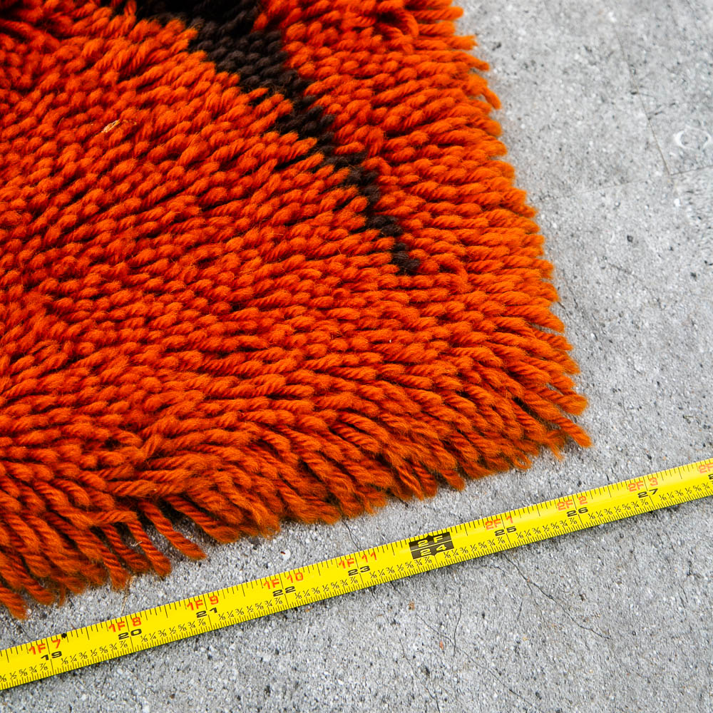 Mid Century Modern Tapestry Wall Hanging Red Wool Deer Elk Orange Red Tufted Rug - Image 9