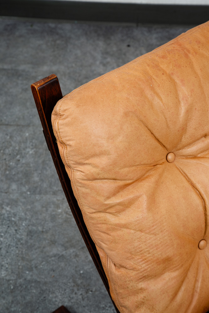 Mid Century Danish Modern Lounge Chair Tan Leather Ingmar Relling Westnofa Mcm - Image 6