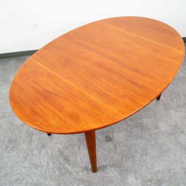 Mid Century Danish Modern Dining Table Teak Peter Hvidt Soborg Oval Leaf x2 Mcm