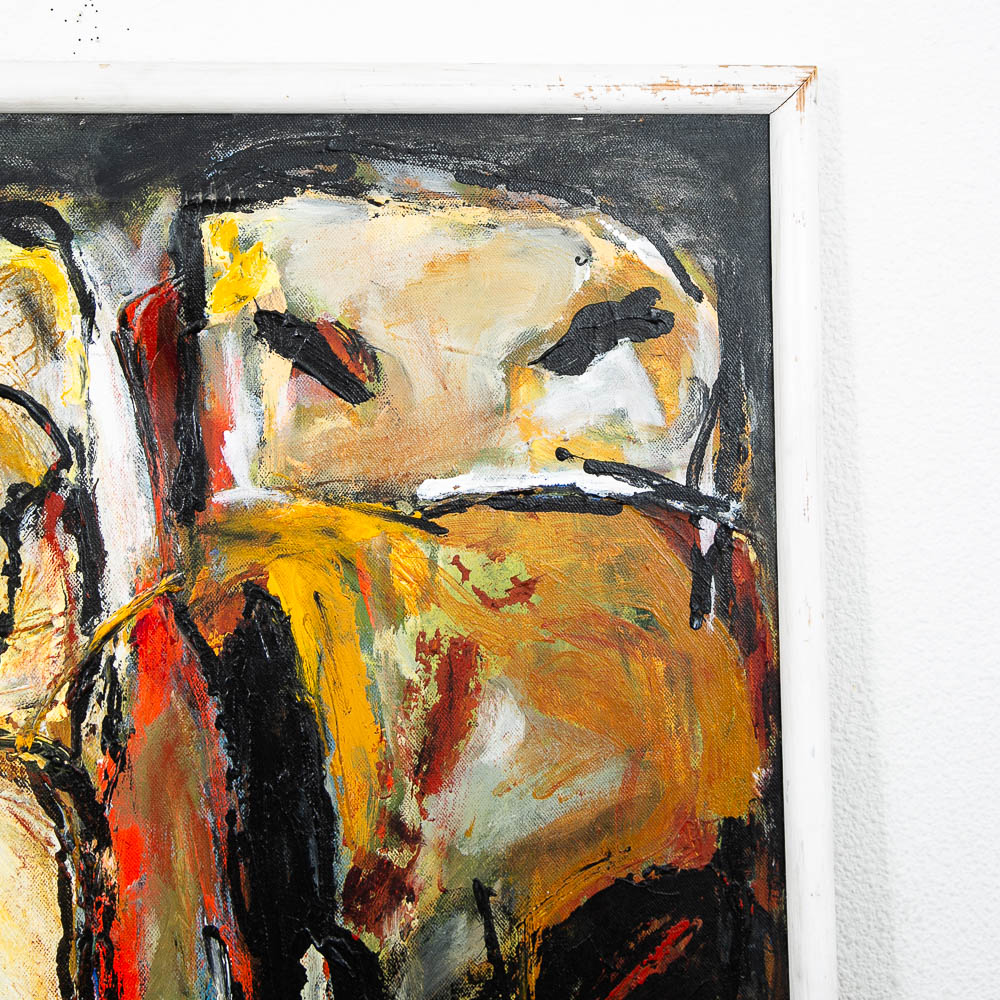 Mid Century Modern Oil Painting Abstract Expressionism Red Green Black Signed - Image 5