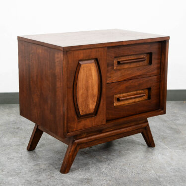 Mid Century Modern Nightstand End Side Table Walnut 2 Drawers Cabinet Mcm