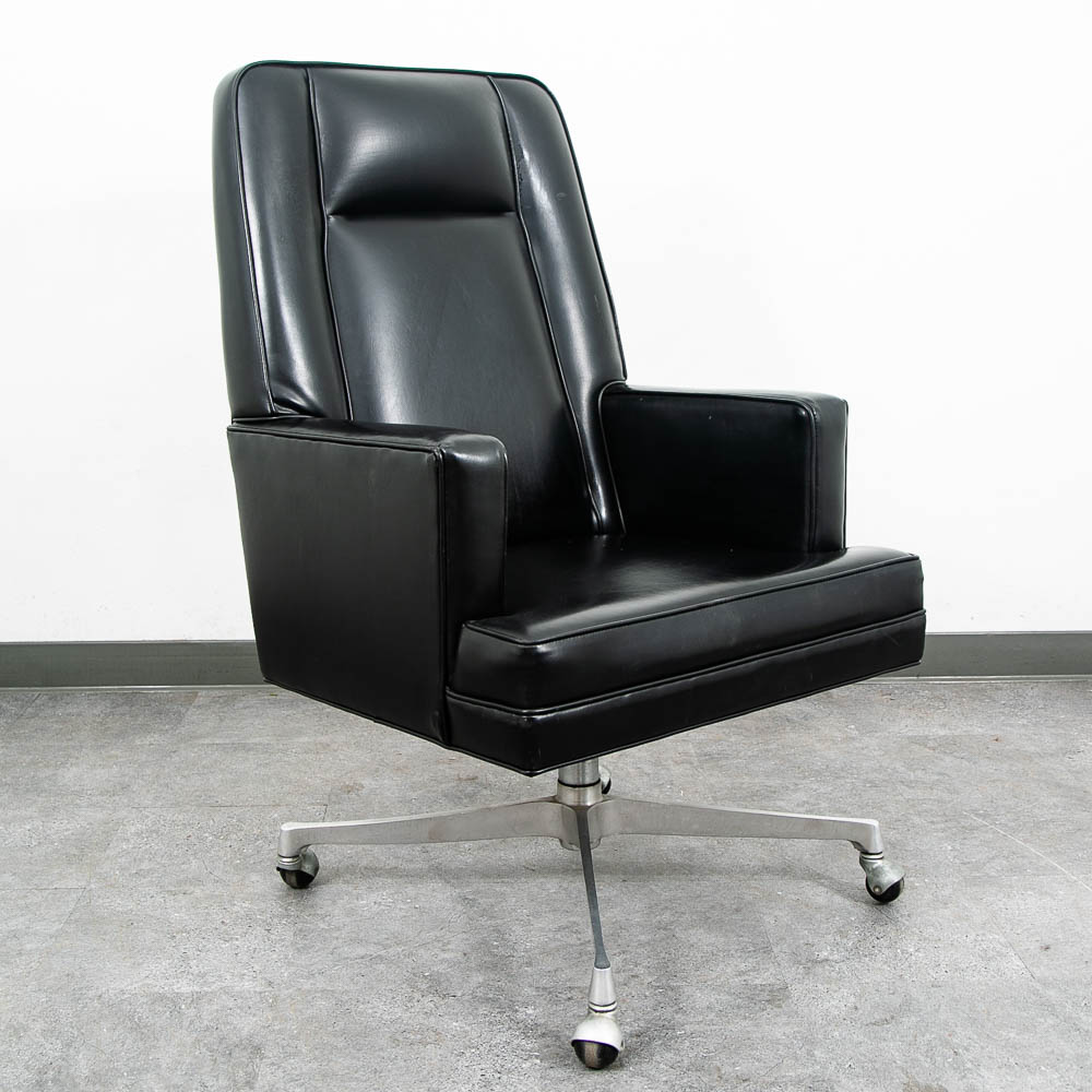 Mid Century Modern Lounge Chair Black Swivel Office Rolling Armchair MCM