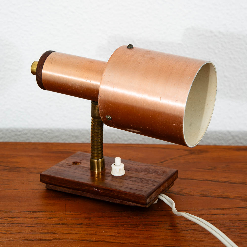 Mid Century Modern Wall Sconce Lamp Lighting Rosewood Copper Denmark MCM - Image 5