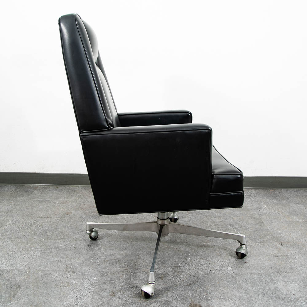 Mid Century Modern Lounge Chair Black Swivel Office Rolling Armchair MCM - Image 3