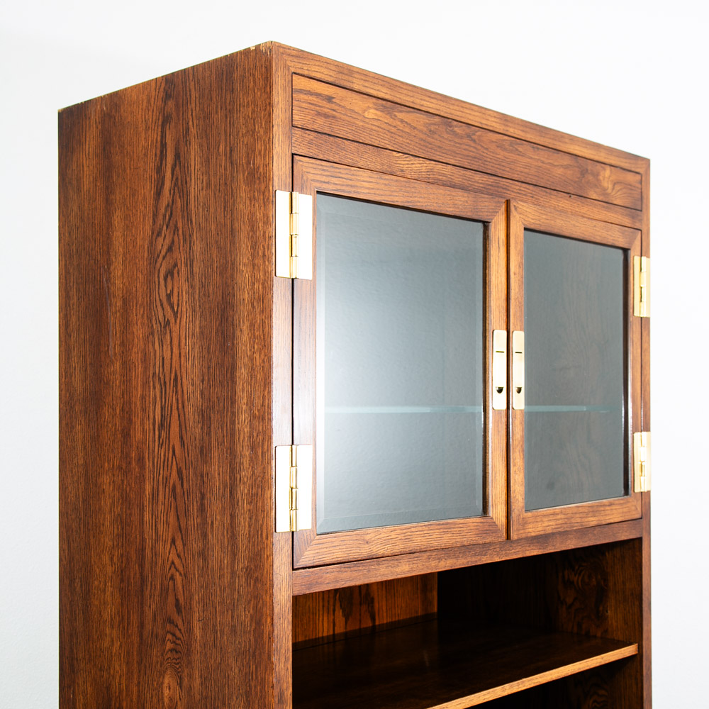 Mid Century Modern Cabinet Compact Display Scene One Henredon Campaign Dark Wood - Image 11