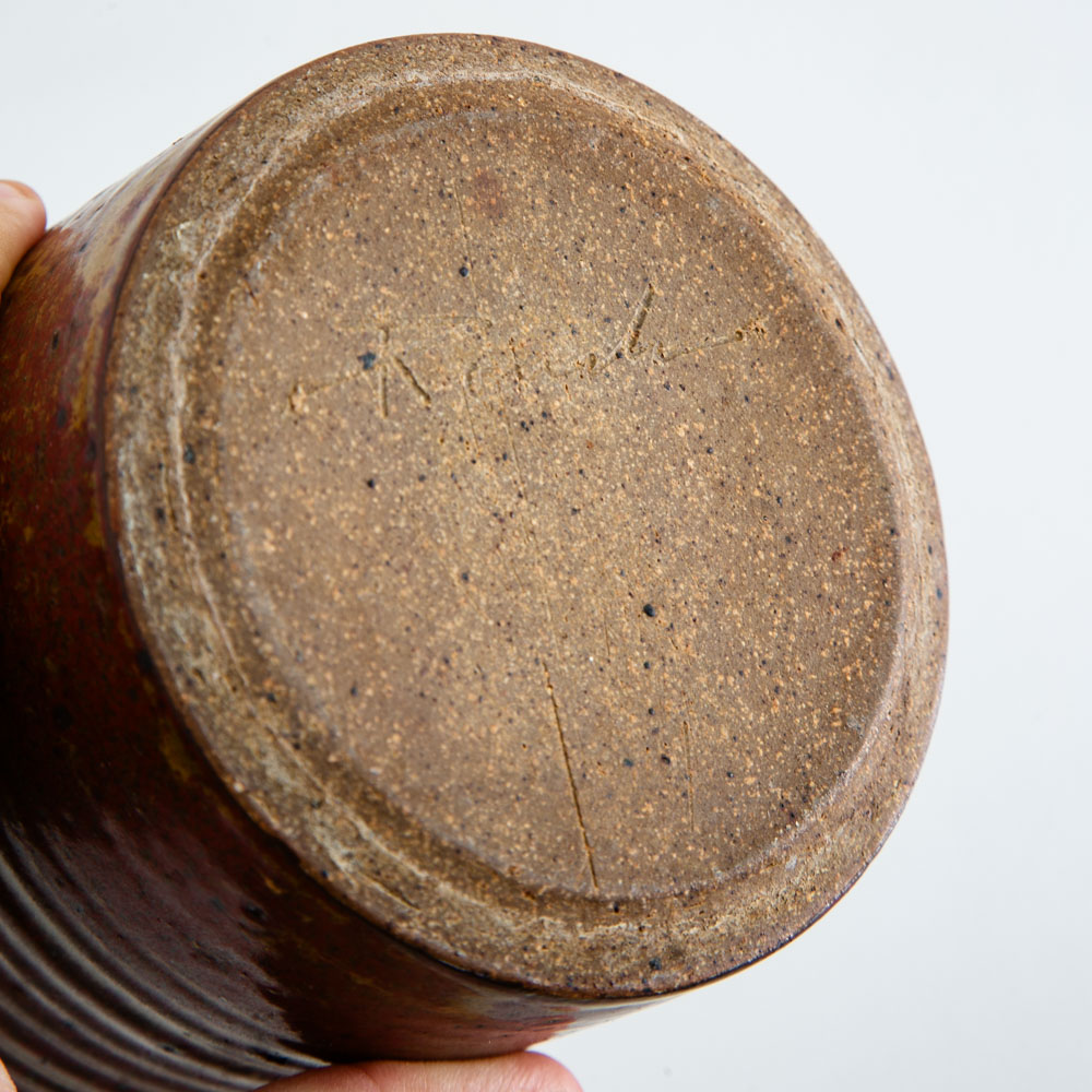 Mid Century Modern Lidded Jar Pot Round Clay Brown Studio Pottery Stoneware Mcm - Image 5