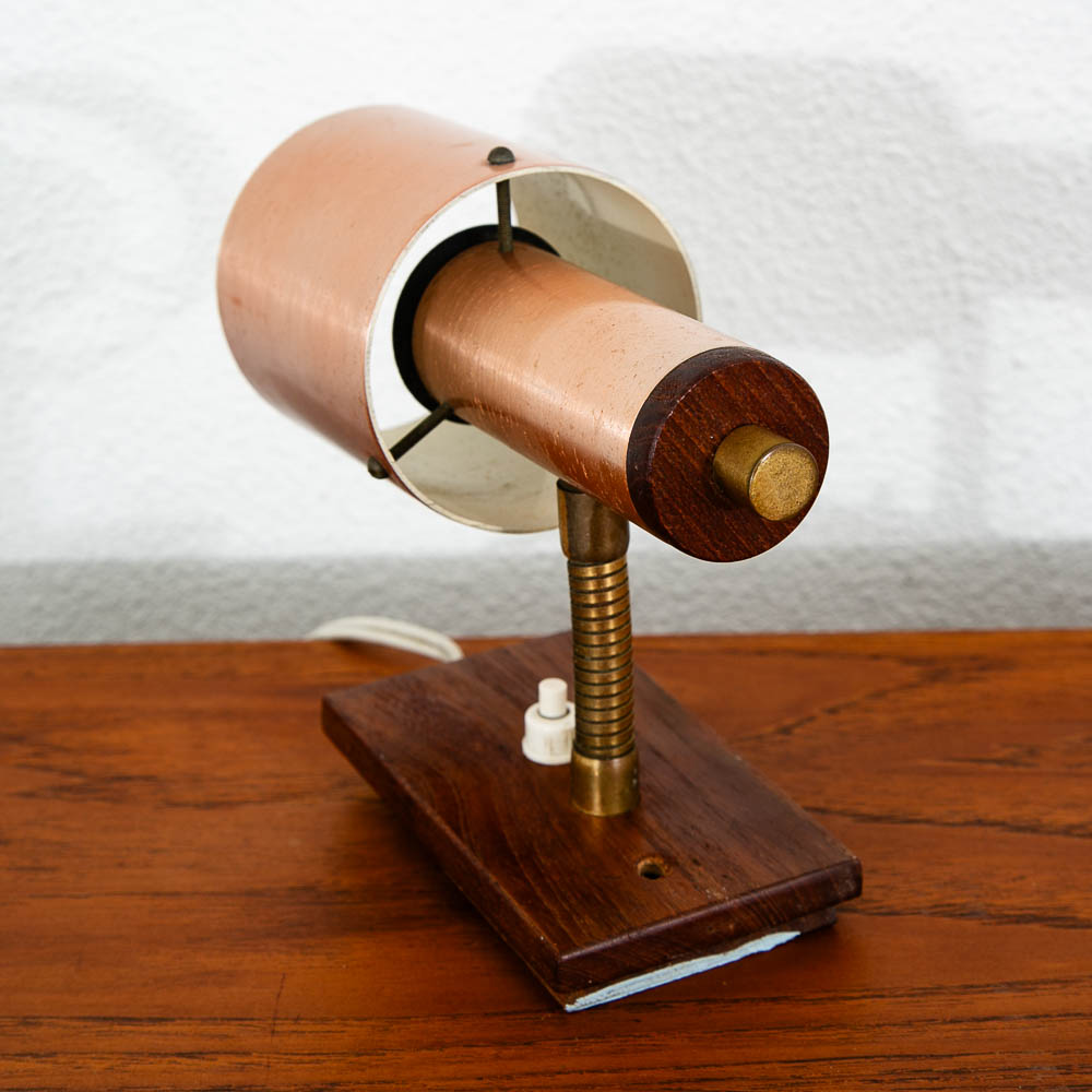 Mid Century Modern Wall Sconce Lamp Lighting Rosewood Copper Denmark MCM - Image 6