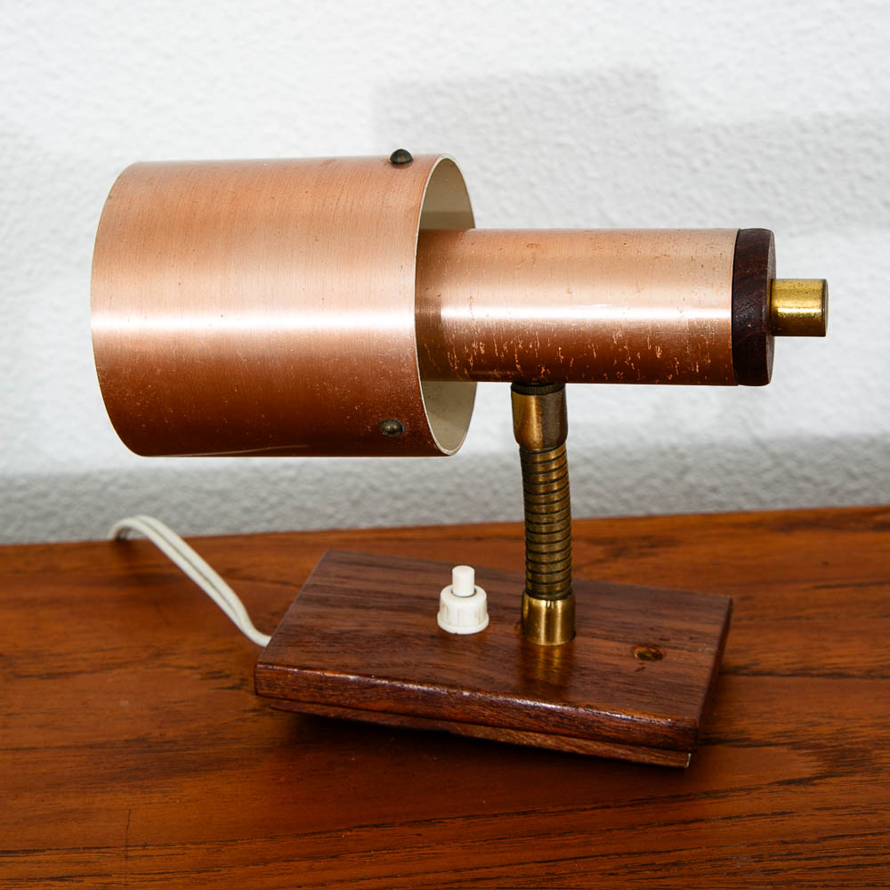 Mid Century Modern Wall Sconce Lamp Lighting Rosewood Copper Denmark MCM - Image 7